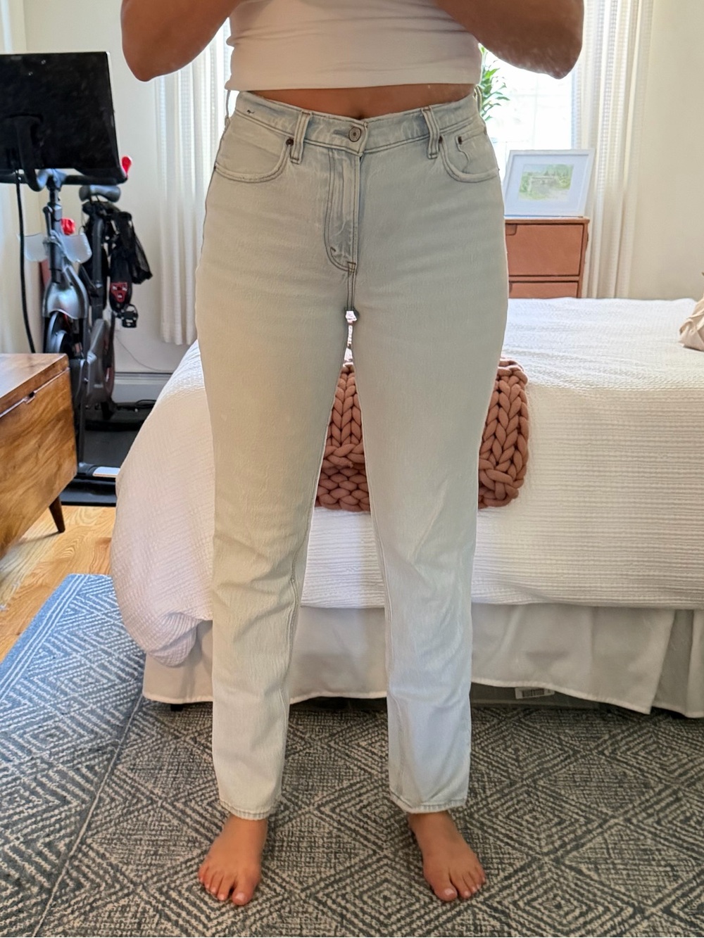 Abercrombie Mid-Rise Curve Love Straight Leg Women’s Jeans - Light Blue - 28L